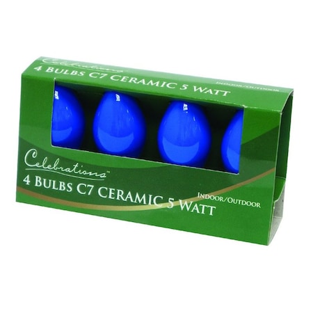 Celebrations Celebrations Incandescent C7 Blue 4 ct Replacement Christmas Light Bulbs 0.08 ft. BU4C7OBLA